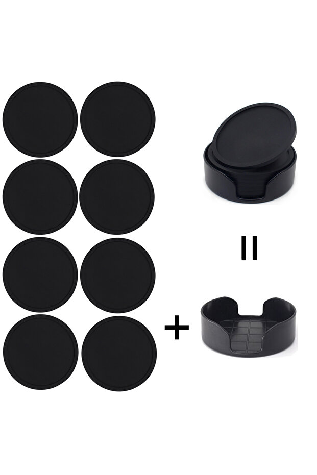 8pcs and holder Silicone Drink Coasters with Holder Outdoor Cup Mat for Hot or Cold Drinks, Thickene