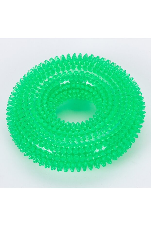 Green Squeaky Pet Dog Interactive Chew Toy Puppy Bite Resistant Thorn Barbed Tooth Cleaning Toy TPR