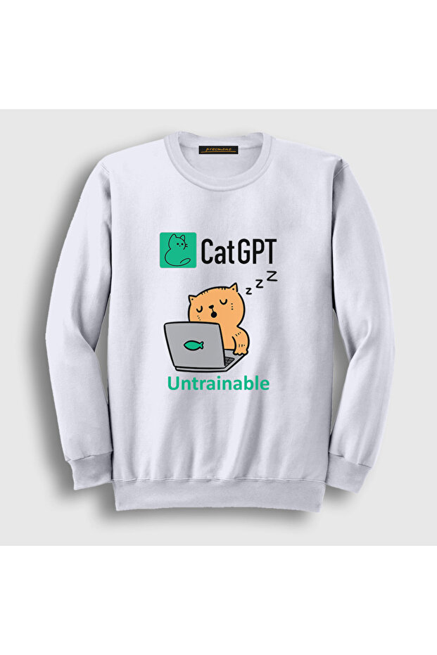 سويت شيرت للجنسين باللون الأبيض Cat Gpt مضحك ذو ذكاء اصطناعي للقطط 581162tt