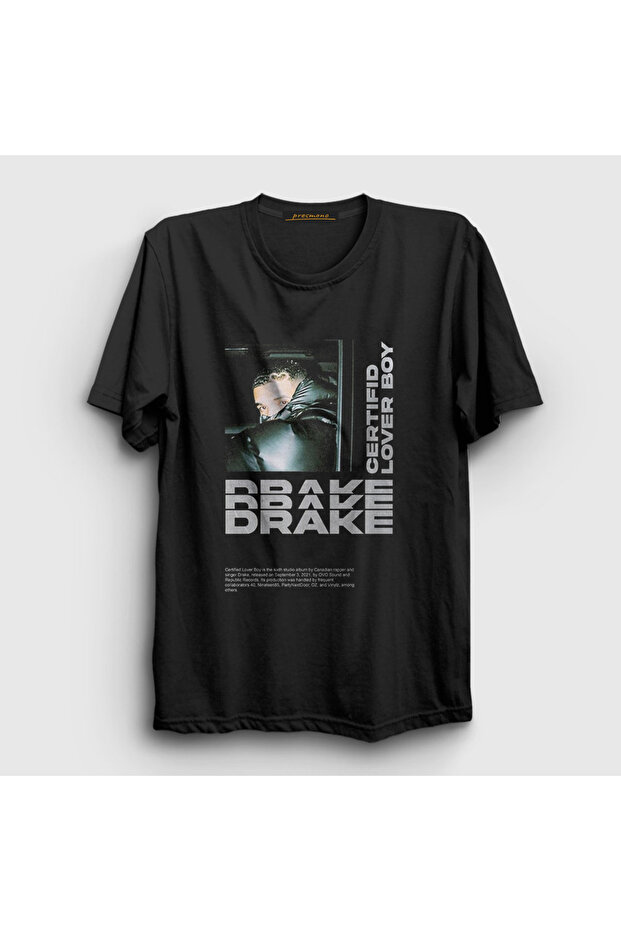 Unisex Black Drake Certified Lover Boy T-Shirt 420391Tt