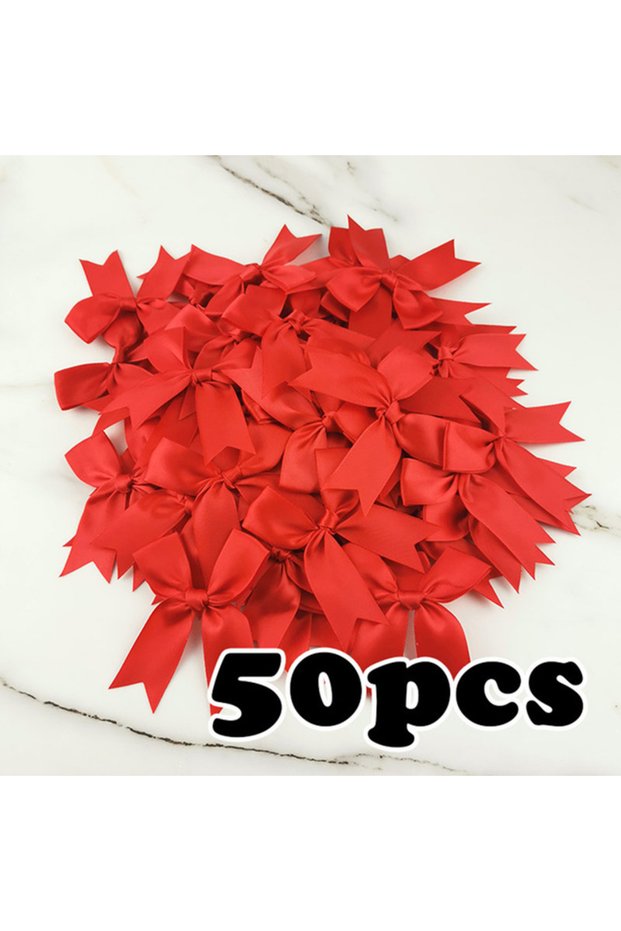 85mm red (50pcs) 1 inch Fresh Pink Ribbon Bows Polyester Satin Bow Flower DIY Craft Decoration