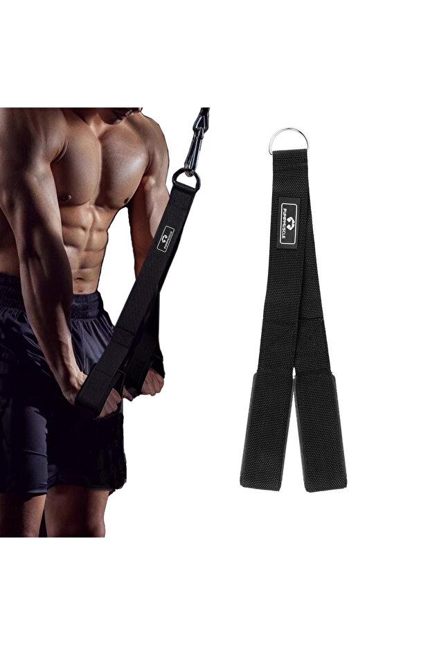 black 1pc Non-slip Tricep Rope, Cable Attachment For Strength Training, Pull Down, Muscle Exercise,