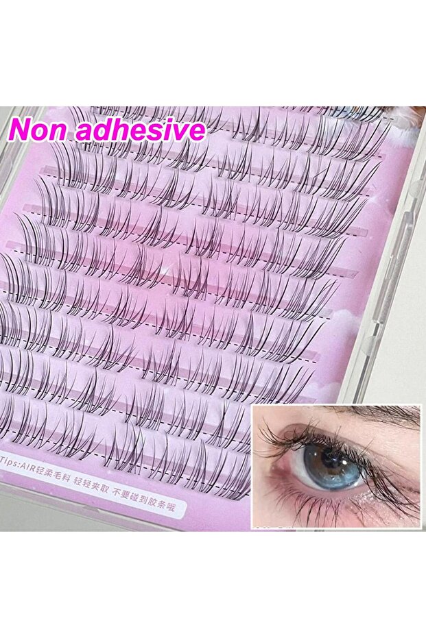 رموش صناعية غير لاصقة بتصميم ثعلب، 10 صفوف، 8-13 مم، ناعمة، طبيعية، مجعدة، على شكل عنقود مجزأ