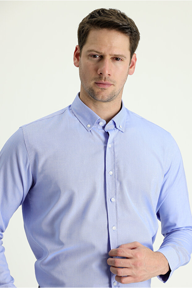 Long Sleeve Slim Fit Slim Fit Oxford Cotton Button Collar Shirt