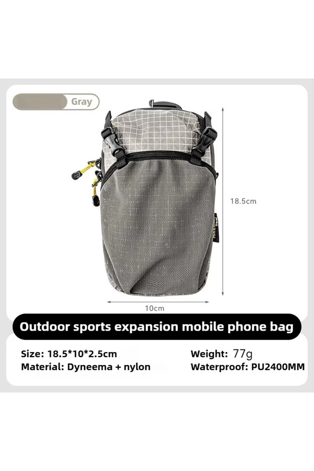 Gray HIKEMAN Dyneema Water Bottle Holder Bag Phone Pocket and Quick-Adjust Strap Waterproof 420D Nyl