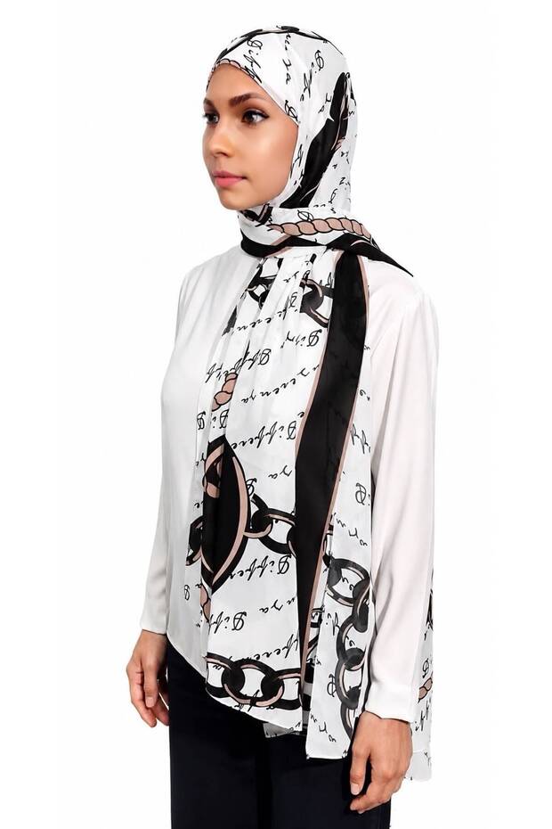 Chain Patterned Shawl - White