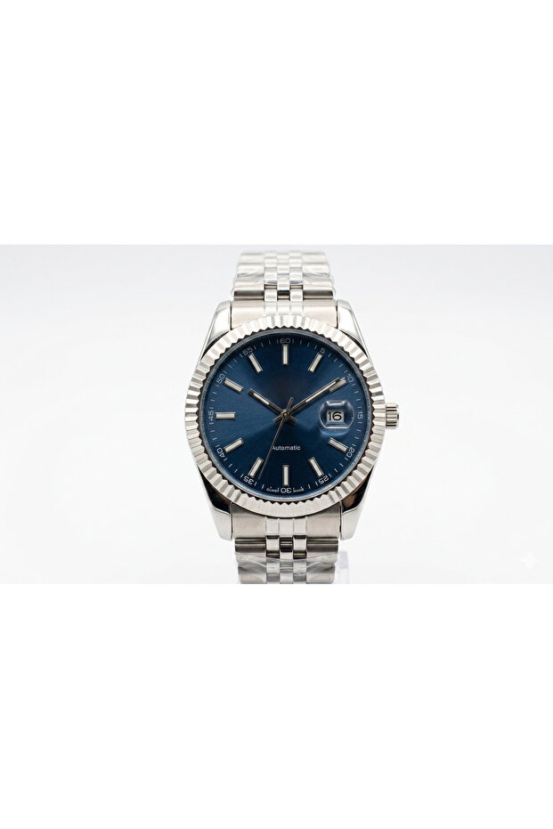 Navy Blue Dial Active Calendar Men's Steel Wristwatch