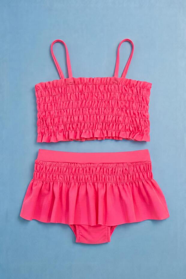 Girl's Gipe Detailed Skirted Bikini Set