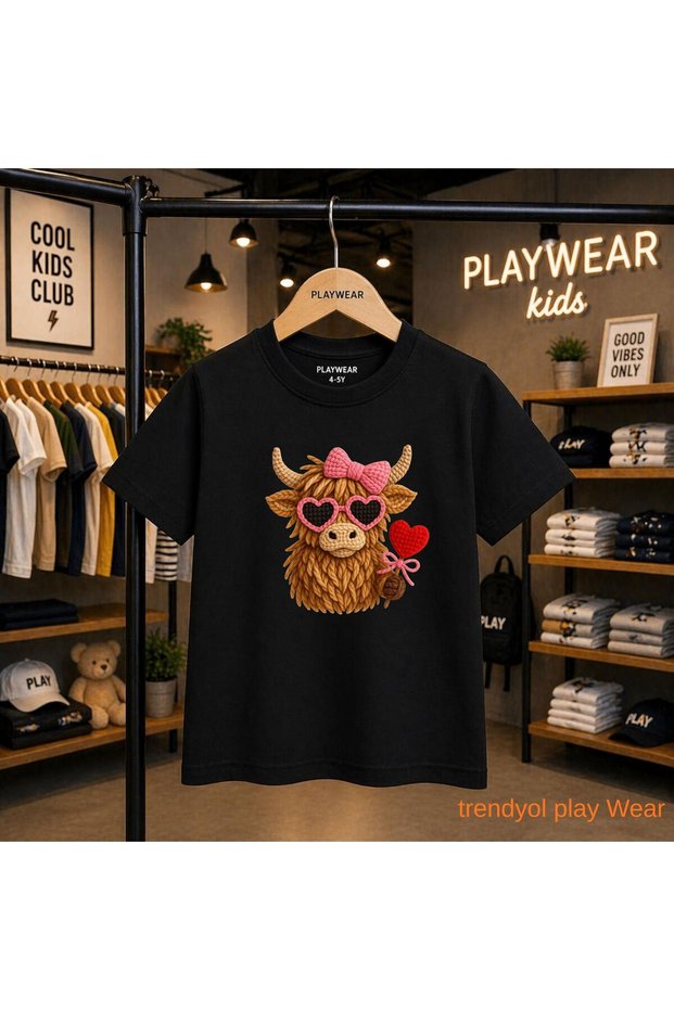 Knitted Horn Heart Glasses Printed 100% Children's Unisex T-Shirt 5 6 -7 8-9 10 -11 12 Years Old