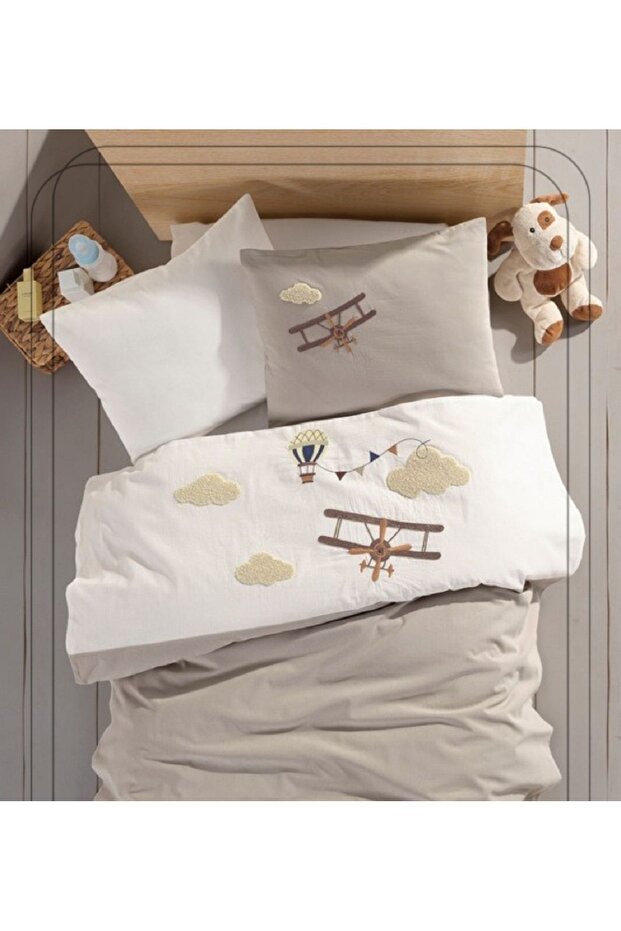 Baby Duvet Cover Set 100% Cotton Punch Embroidered Jeti