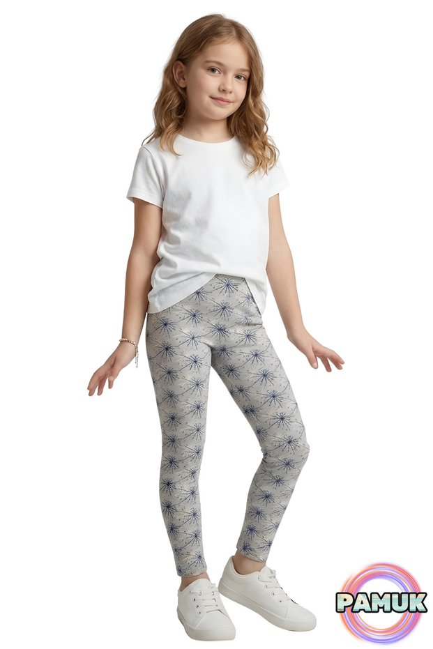 Patterned Children's Leggings - Wishing Flower Patterned Girls' Leggings - Soft, Flexible, Comfortable, Cotton, Anti-Sweat
