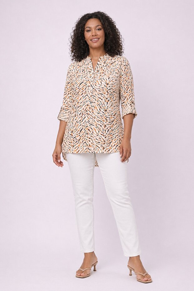 Li̇kapashop Viscose Fabric Front Buttoned Tunic 553