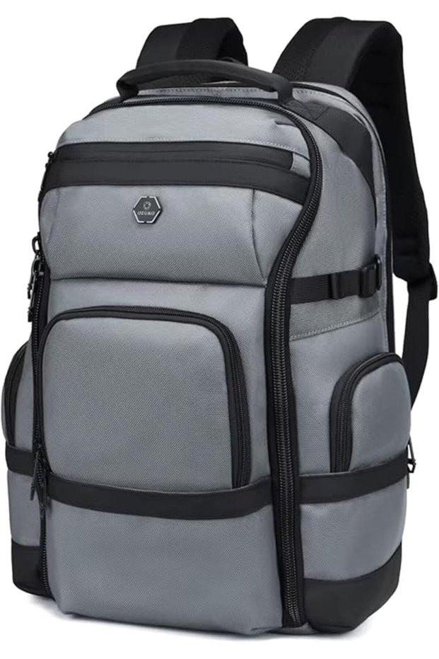 9792 Business Travel Laptop Backpack, 36L Water-Resistant Oxford Backpack with USB Charging Port, Anti-Theft Back Pocket, 15.6-Inch Fit, Grey