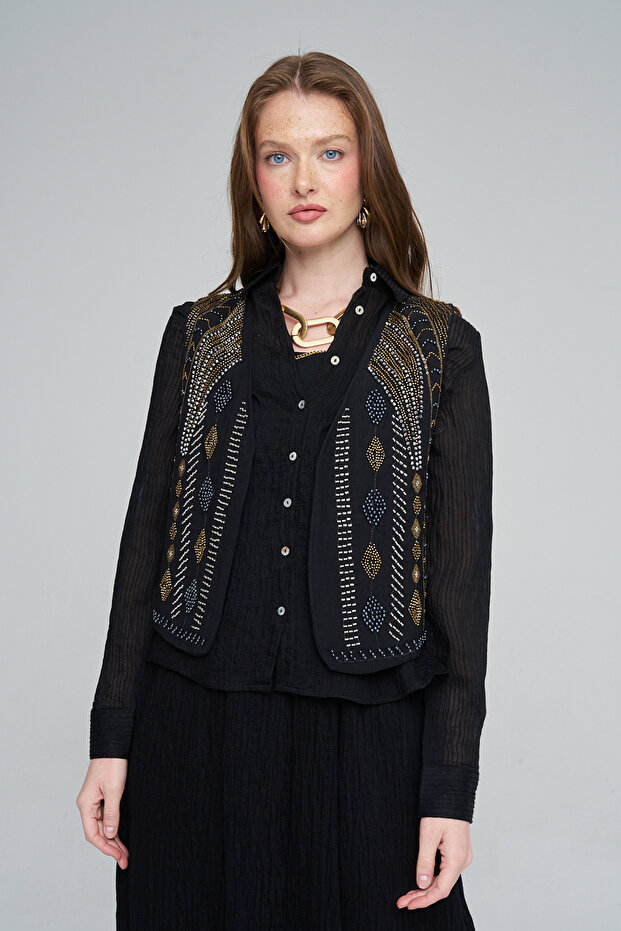 Women's Special Design Bead Embroidered Vest