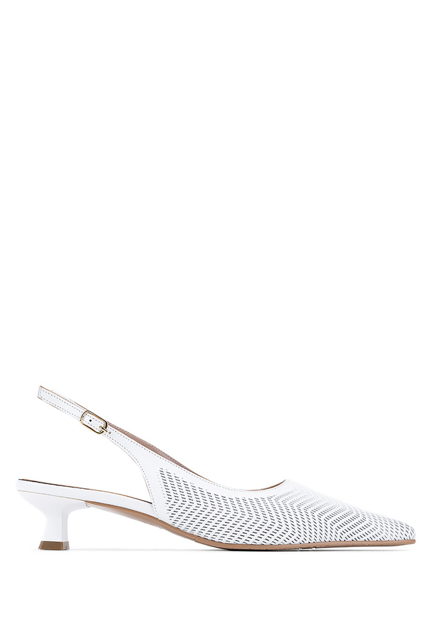 Women's Genuine Leather White Heeled Shoes