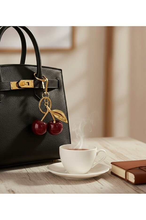 حقيبة تشارم كيريز 🍒 سلسلة مفاتيح بتصميم حقيبة كبيرة ساحرة للهدايا