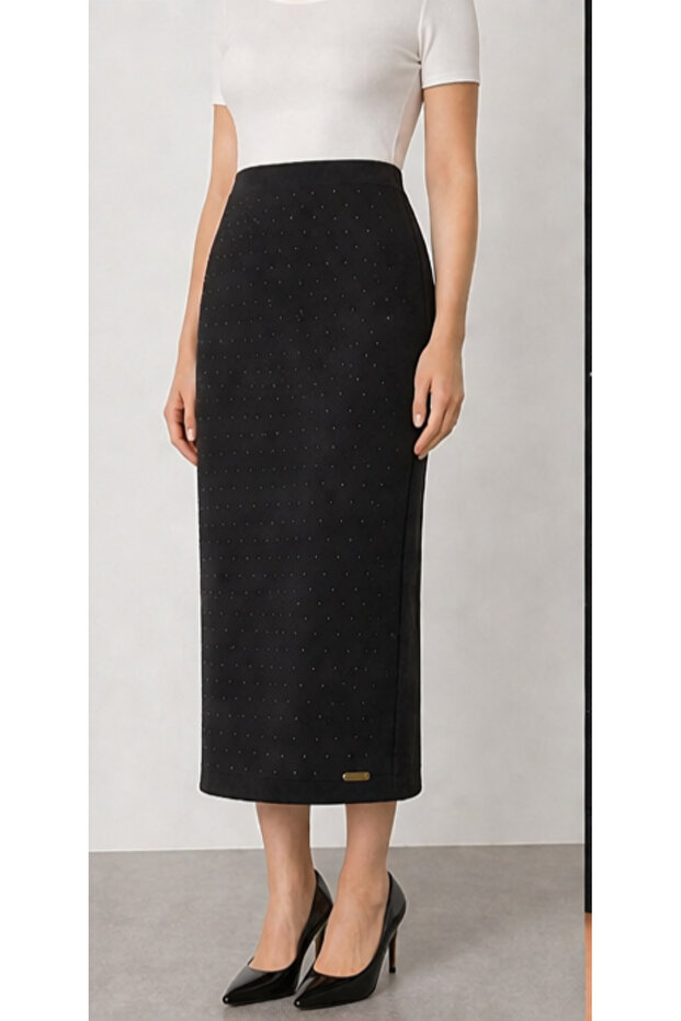 Women's Stone Printed Ponte Fabric Full Lycra Long Skirt