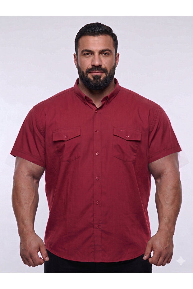 Burgundy Short Sleeve Men's Shirt
