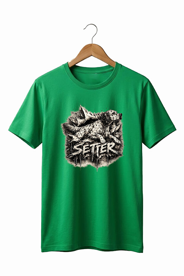 Unisex English Setter Dog Printed Special Design Hunting Nature 100% Cotton Basic T-Shirt