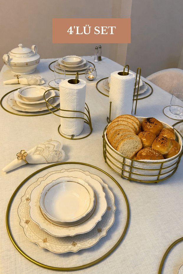 Set of 4 Matte Gold Swan Napkin Holder Vertical Paper Towel Holder with Divider Supla Round Bread Basket