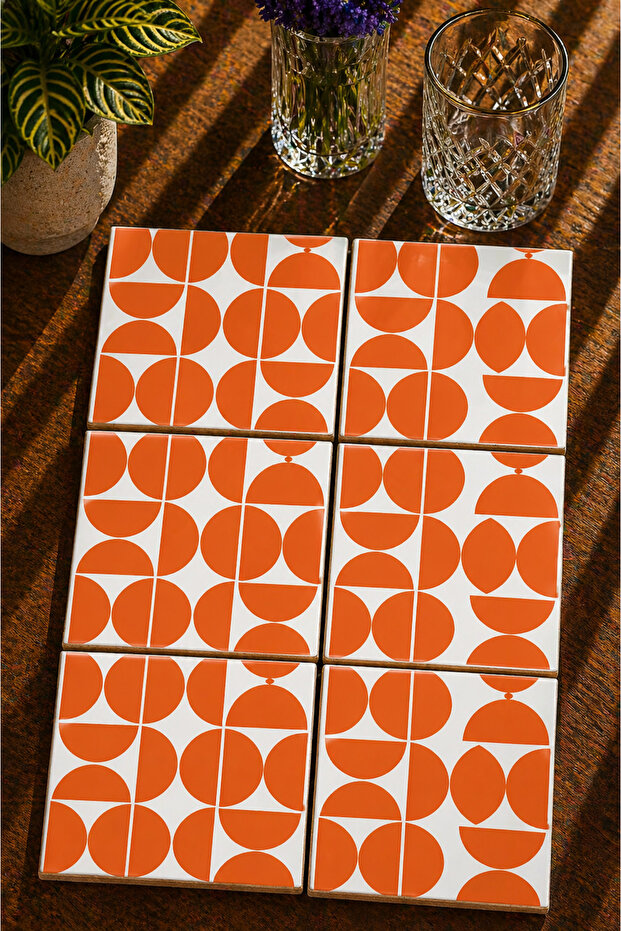 Abstract - Geometric Themed Set of 6 Coasters - Uv Printing Mdf - 10X10 cm