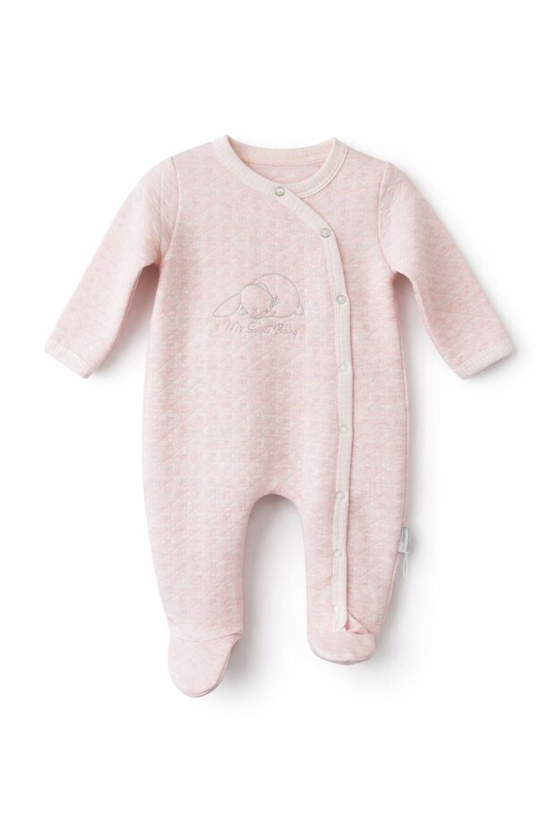 Baby Girl Sleeping Rabbit Print Jumpsuit Newborn Pink