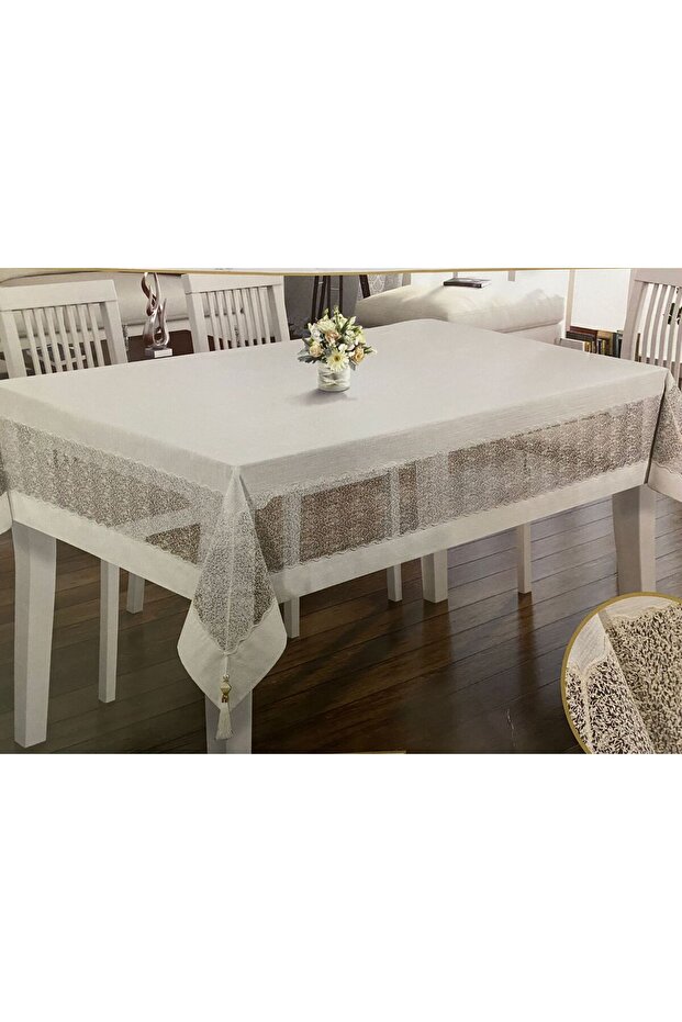 Tablecloth – Dertsiz 12-Person Single Tablecloth Dowry Gift Box Dertsiz Stain-Resistant Garden Linen