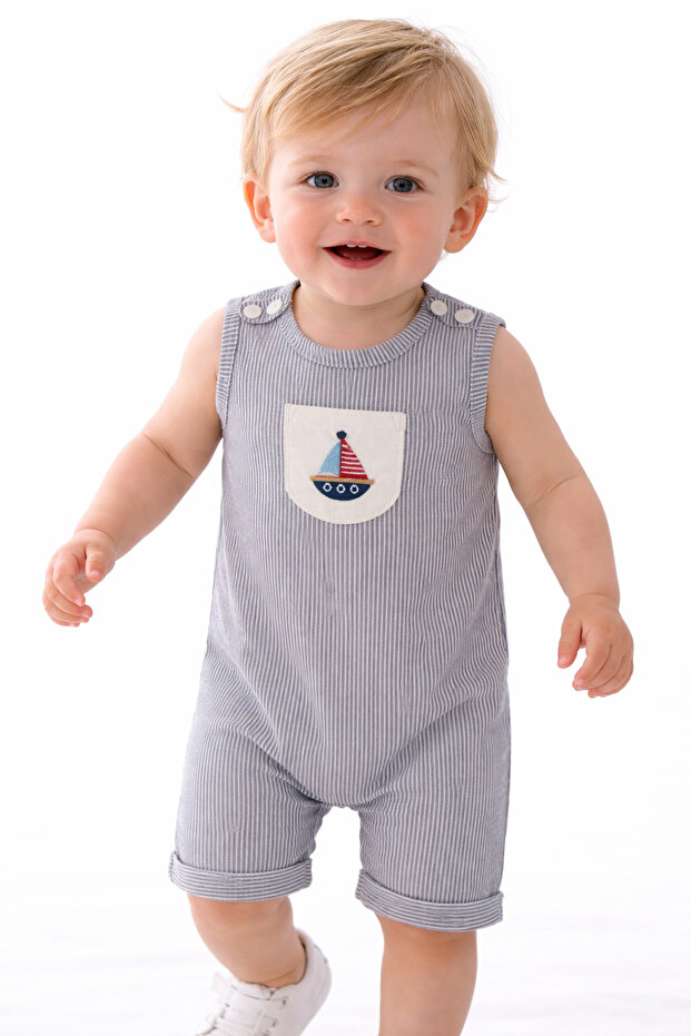 Isyiz Baby Boy Striped Jumpsuit