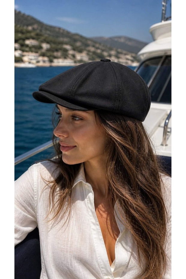 Black Linen Vintage Gatsby Women's Hat