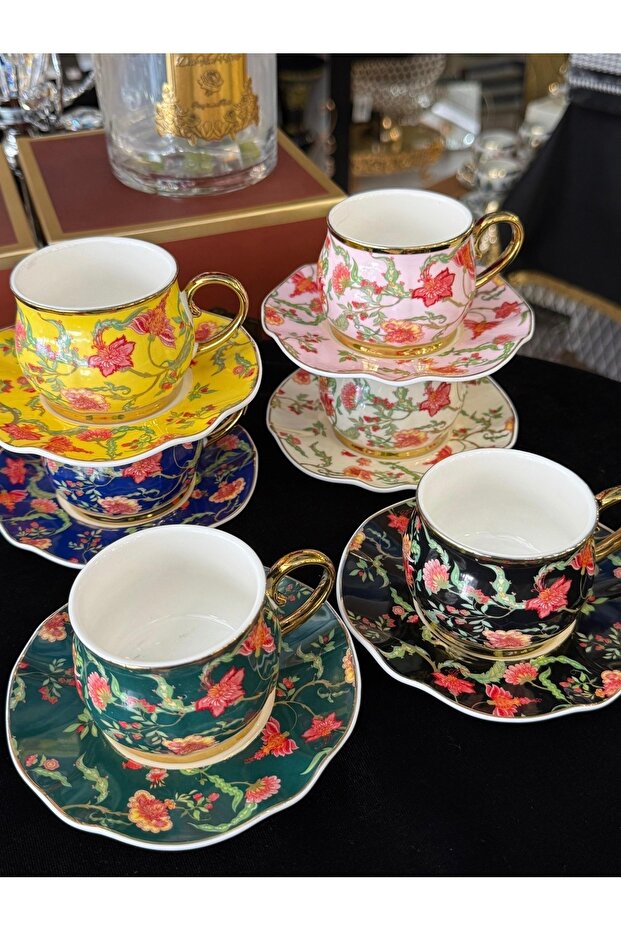 ESTERHOMEDECOR porcelain coffee cup set for 6 people