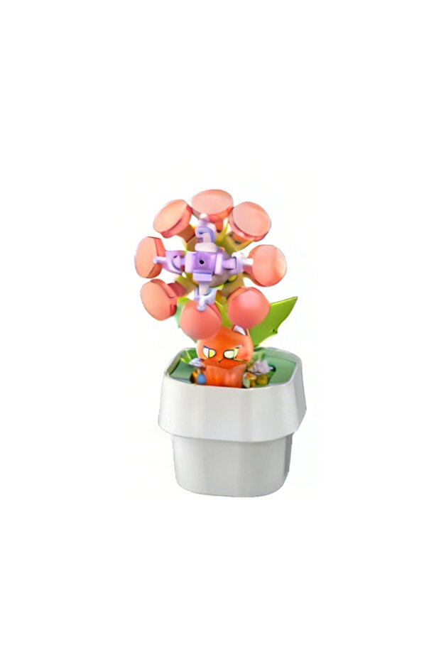 Flower Pot with Cat Figure Building Blocks 81 Pieces