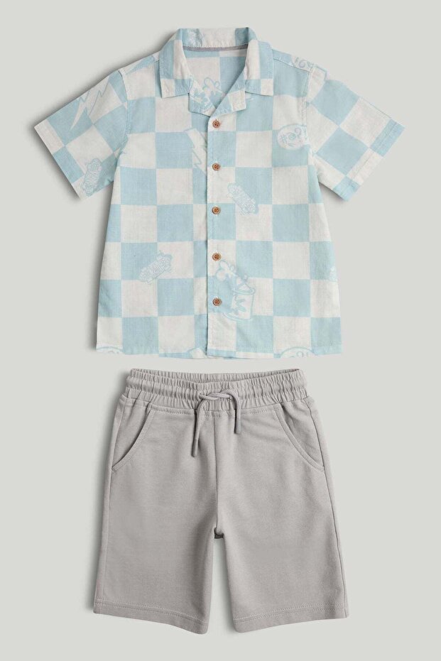 Checkerboard Shirt and Shorts Outfit