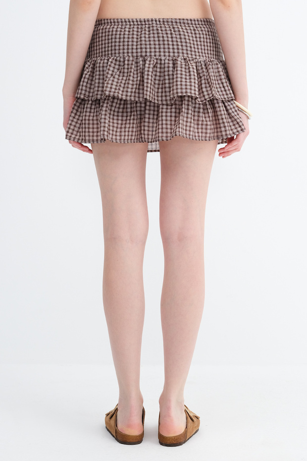 Gingham Mini Skirt E18316 - 7