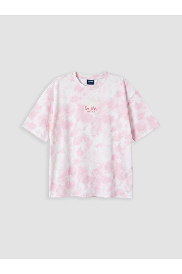 Crew Neck Tie-Dye Patterned Girls' T-Shirt (S6)