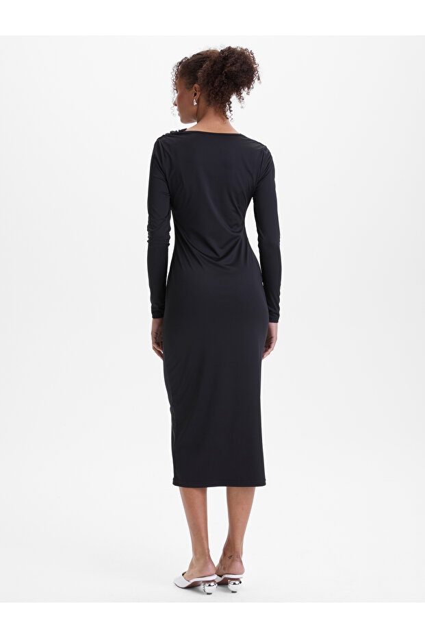 Rochie midi neagră de damă - 4