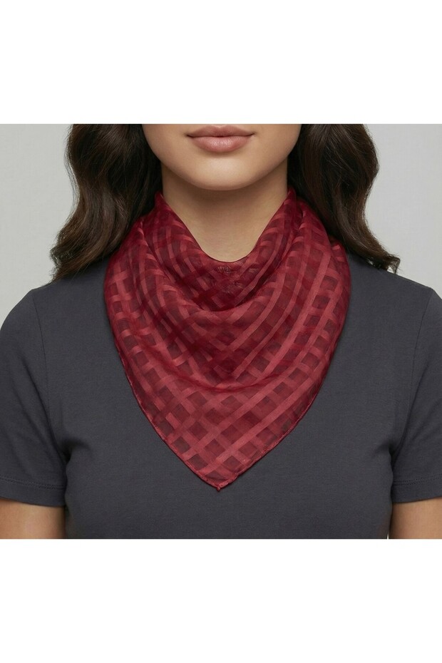 Women's Square Scarf - Fine Textured Modern Plaid 50*50