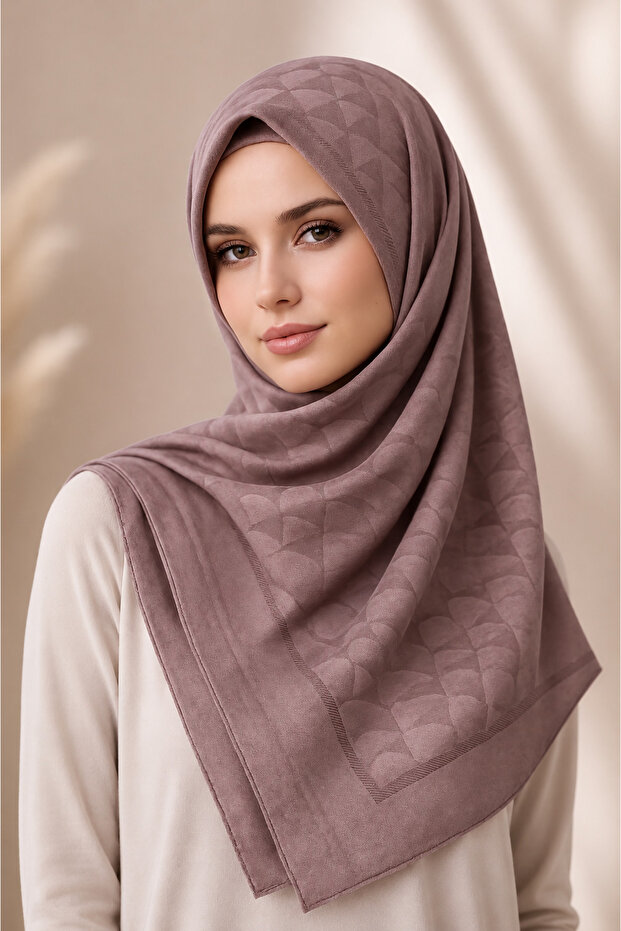Madame Polo Powder Color Crowfoot Patterned Cotton Soft Jacquard Shawl Sare Series