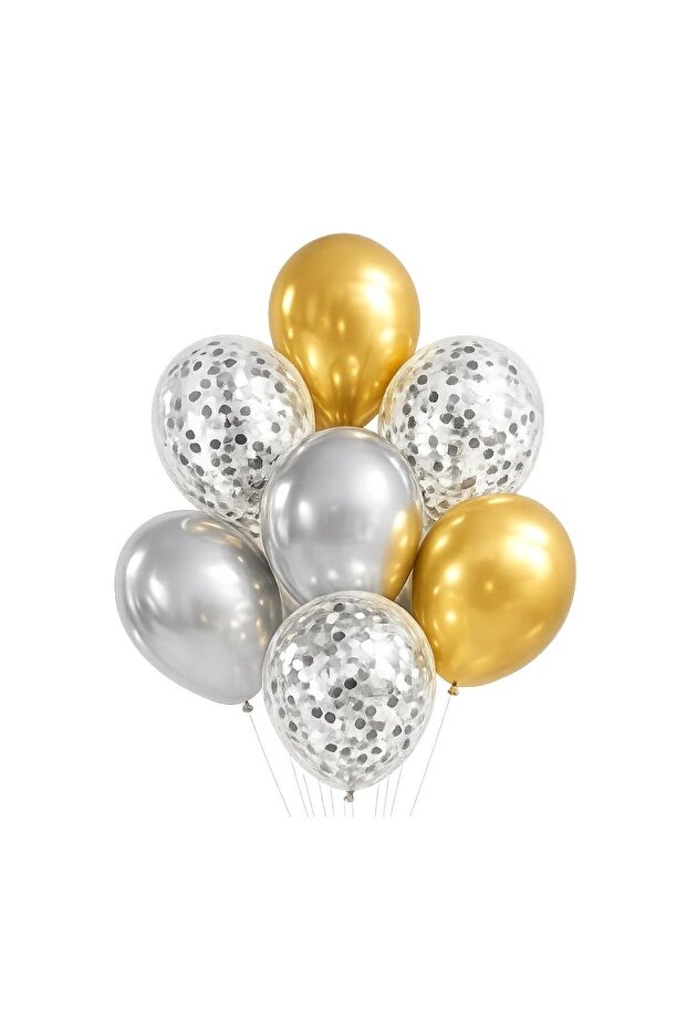 Graduation Party Set – Gold Silver Balloon Set Pole Star Concept 10-Piece Balloon Set
