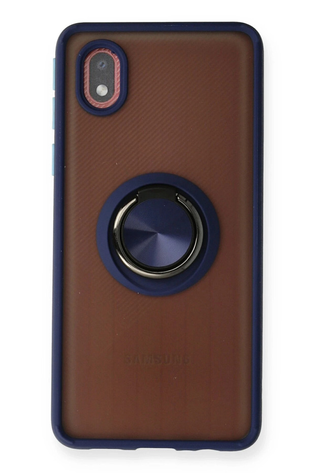 Ilkeshop New Galaxy A01 Core Case Montreal Silicone Cover with Ring (103305) - Navy Blue