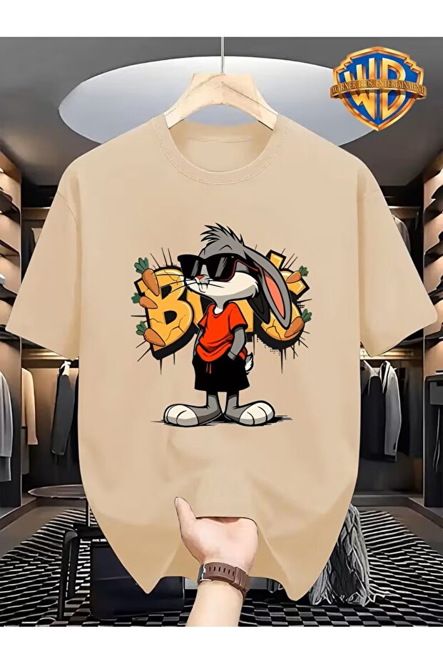 Printed Oversized Unisex Women's Crewneck T-Shirt