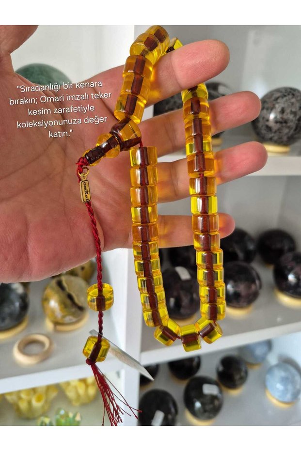 Omari Signed and Certified German Faturan Squeeze Amber Prayer Beads 13X9 mm Teker Cut