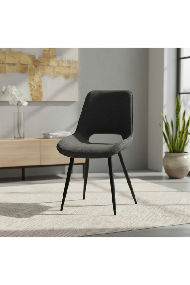 Dark Grey Dining Chair with Open-Back Design