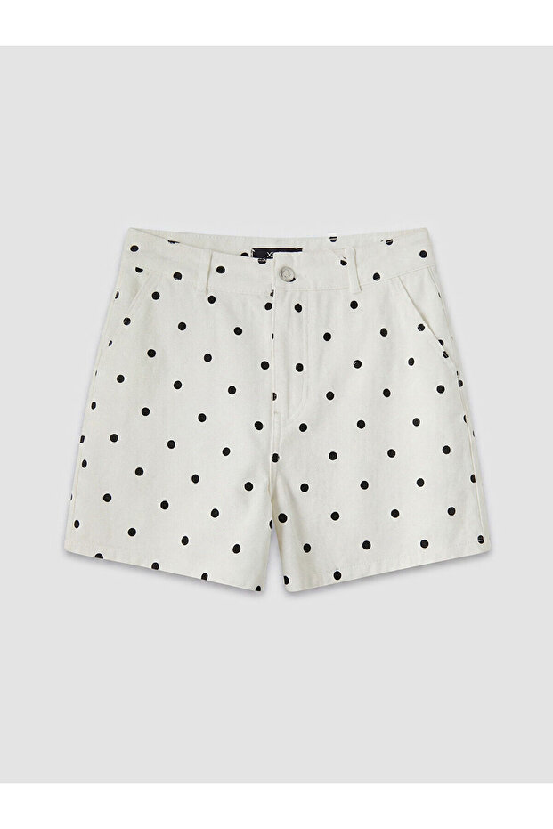 Nevavm Farkıyla Mom Fit Polka Dot Women's Jean Shorts