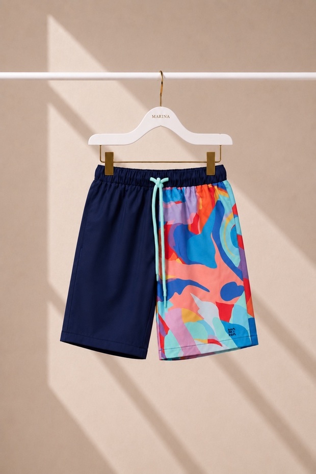 Navy Blue Boys' Swim Shorts - Water Repellent, Quick Dry Cs2502-1