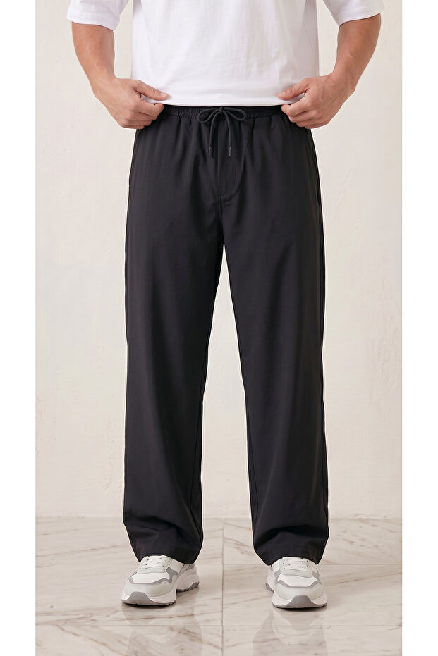 Men's Black Parachute Fabric Baggy Oversize Loose Fit Sweatpants