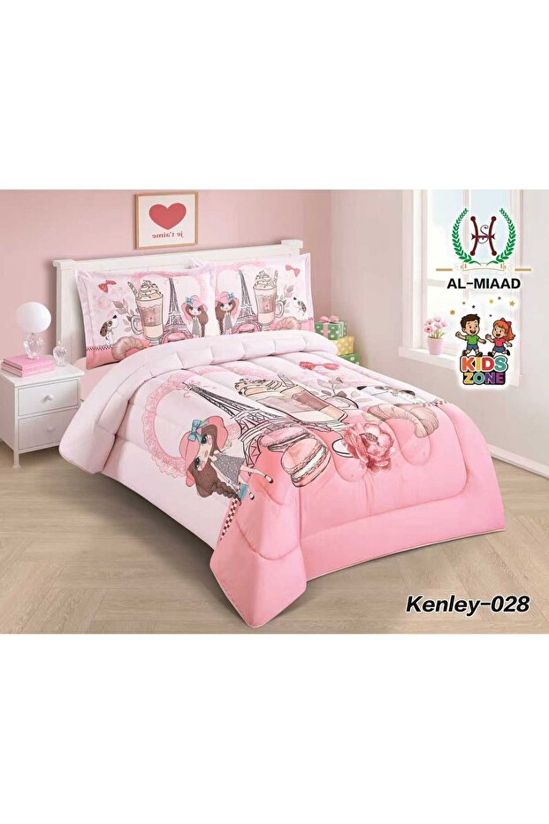 مفرش سرير اطفال رسومات مايكروفايبر محشوة - طقم 4 قطع 170*220