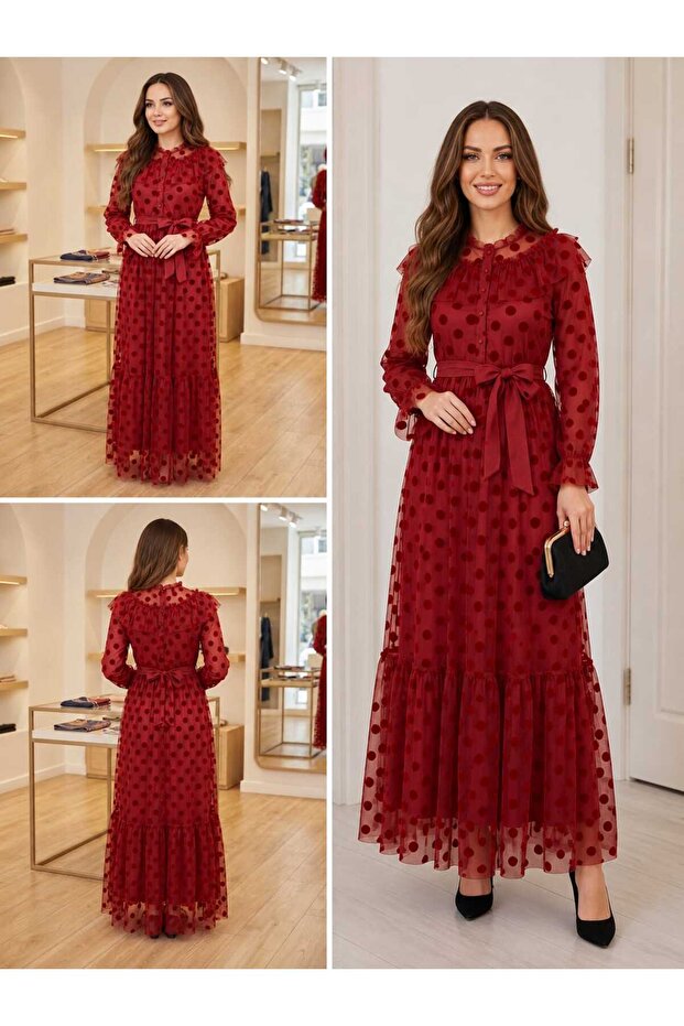 Elegant Stylish Belted Dress with Tulle