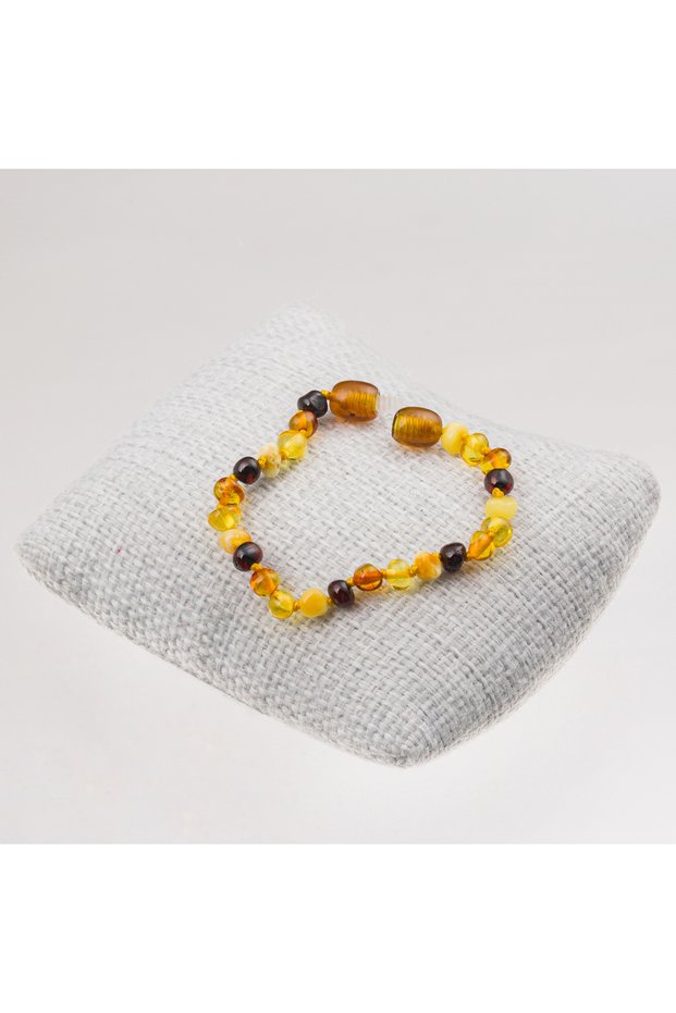 Damla Amber Baby Bracelet Mixed Color-Baltic Amber-Certified Product
