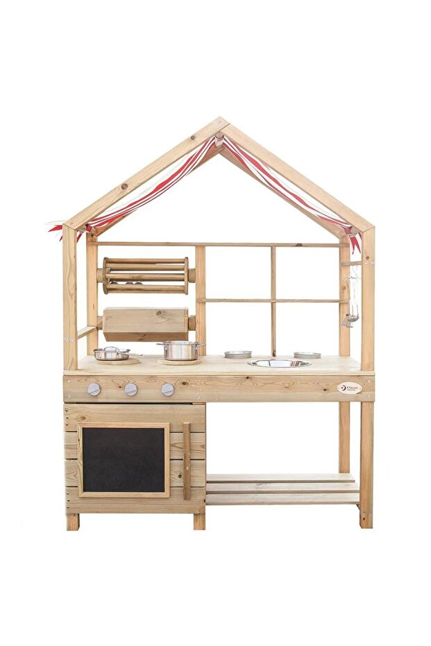 - Wooden Outdoor Mud Kitchen with Grill & Sink