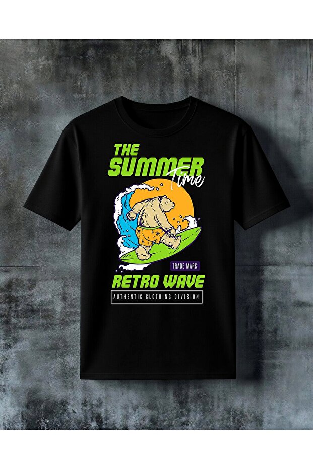 Summer Retro Surfing Ayi Printed Oversize T-Shirt